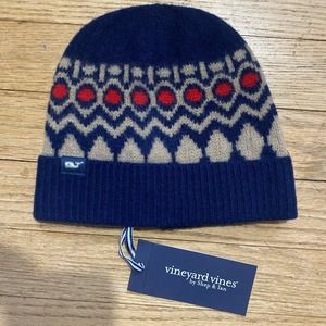 NWT Vineyard Vines Little Kids' Fair Isle Merino Wool Beanie Hat /Nautical Navy